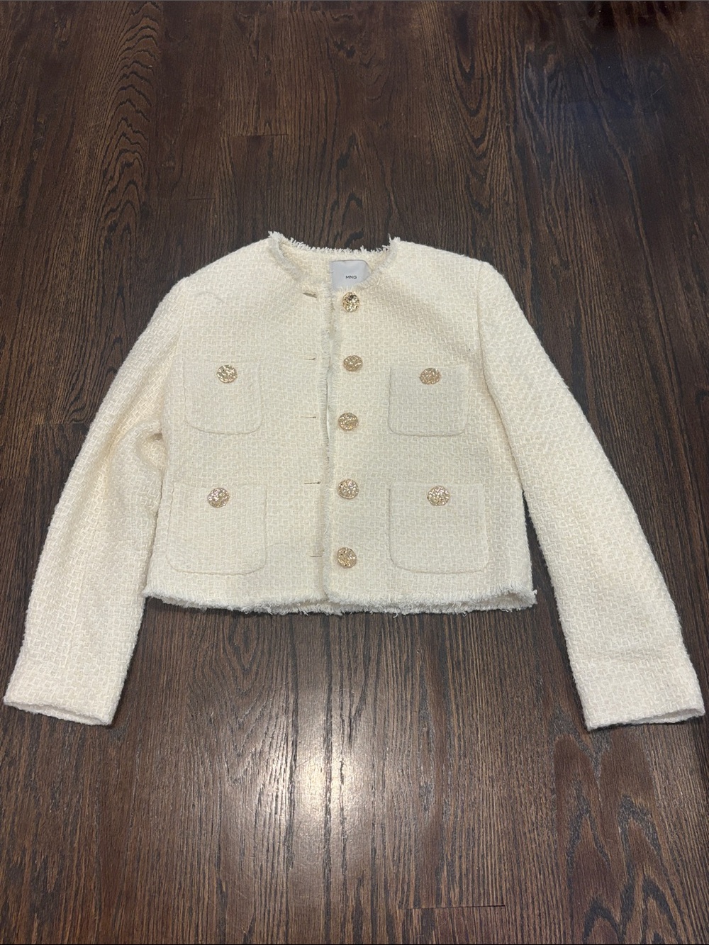 NWT Mango Women’s Cream Cropped Button Jacket Size XS